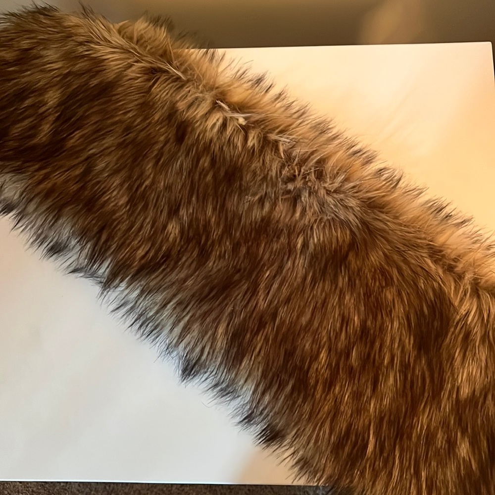 Faux Mink Shoulder Shawl/Scarf with Black/Gold Reversible Metallic Design